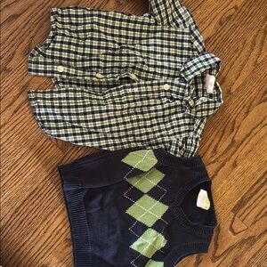 Crazy 8 Green and Navy Plaid Shirt